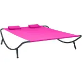 vidaXL Bain de soleil de jardin Tissu Rose