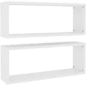 vidaXL Étagères murales cube 2 pcs Blanc 60x15x23 cm Bois d’ingénierie