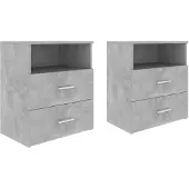 vidaXL Tables de chevet 2 pcs Gris béton 50x32x60 cm
