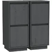 vidaXL Sideboards 2 pcs. Gris 31,5x34x75 cm Pin massif