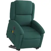 vidaXL Fauteuil de massage électrique avec releveur Tissu vert foncé