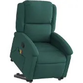 vidaXL Fauteuil de massage avec releveur Vert foncé Tissu