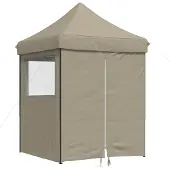 vidaXL Tente de réception pliable Pop-Up avec 4 panneaux latéraux Taupe