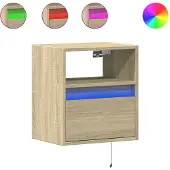vidaXL Armoire TV murale avec éclairage LED Sonoma 41x31x45 cm