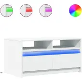 vidaXL Table basse LED Blanc Matériau dérivé du bois