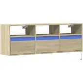 vidaXL Armoire TV murale avec éclairage LED Chêne Sonoma 130x31x45 cm