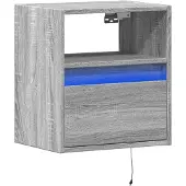 vidaXL Armoire TV murale avec éclairage LED Gris Sonoma 41x31x45 cm