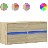 vidaXL Armoire TV murale avec éclairage LED Chêne Sonoma 100x31x45 cm