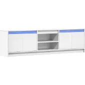 vidaXL Armoire TV avec éclairage LED Blanc 180x34x50 cm Matériau dérivé du bois