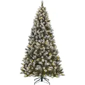Black Box Trees Pittsfield Artificial Christmas Tree with LED Lights - H230 x Ø122 cm - Green Frosted