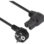 ACT Powercord connecteur d'alimentation CEE 7/7 mâle (angle) - C15 (angle droit) IEC60320 noir 1 m (1 m), Câble d'alimentation, Noir