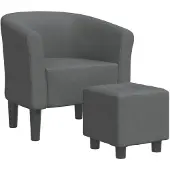 vidaXL Chaise cabriolet avec repose-pied gris foncé tissu