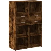 vidaXL Highboard chêne fumé 80x42,5x124 cm bois composite