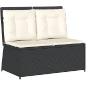 Natur24 vidaXL Banc de jardin Réglable avec coussins Noir Poly Rattan