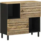 vidaXL Sideboard 80x33,5x75 cm Bois de manguier rugueux