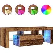 vidaXL Armoire TV avec LED imitation vieux bois 120x36,5x40 cm Bois composite