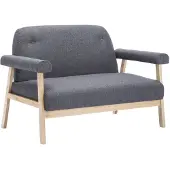 vidaXL Canapé à 2 places Tissu Gris foncé