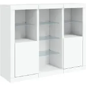 vidaXL Sideboards avec lampes LED 3 pcs. Blanc Bois composite