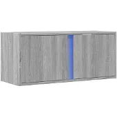 vidaXL Armoire TV murale avec éclairage LED Gris Sonoma 80x31x35 cm