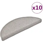 vidaXL Tapis d'escalier 10 pièces 65 x 24 x 4 cm Taupe Demi-rond Grand