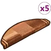 vidaXL Tapis d'escalier autoadhésifs 5 pcs 65x21x4 cm Marron