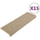vidaXL Tapis d'escalier 15 pièces 65 x 21 x 4 cm Beige foncé Bord rectangulaire