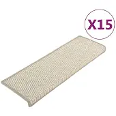 vidaXL Tapis d'escalier 15 pièces 65 x 21 x 4 cm Argent Bord rectangulaire