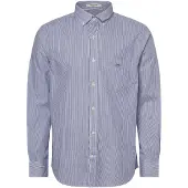Gant pour homme. 3000140 Chemise en popeline coupe régulière Banker Stripe bleu (S), Casuel, Coton, Manche longue