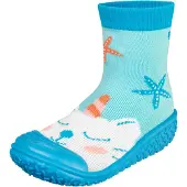 Playshoes Claquettes / Tongs 'Einhornmeerkatze' bleu clair / menthe / orange / blanc