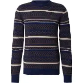 Blend Pull-over bleu marine / olive / blanc cassé