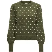 JDY Pull-over 'JDYSigrid' olive / blanc cassé