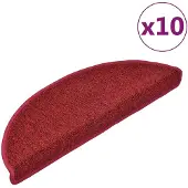 vidaXL Tapis d'escalier 10 pièces 65 x 24 x 4 cm Rouge Demi-rond Grand