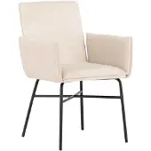Venture Home Petra chaise de salle à manger avec accoudoirs velours beige.