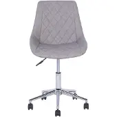 Beliani Siège de bureau pivotant gris avec revêtement en similicuir matelassé et base argentée, réglable en hauteur