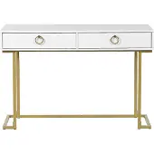 Beliani Console Blanche Et Dorée 2 Tiroirs Westport