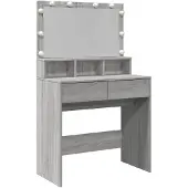 vidaXL Coiffeuse avec éclairage LED gris Sonoma 80x41x134,5 cm