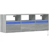 vidaXL Armoire TV murale avec éclairage LED Gris Sonoma 130x31x45 cm