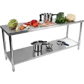 Royal Catering Table de travail inox - ECO - 200 x 60 cm - 250 kg - RCAT-200/60-NW