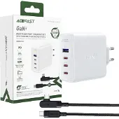 OEM Acefast Chargeur rapide GaN 3xUSB-C/1xUSB-A 100W blanc + câble coudé USB-C - USB-C 100W 2m blanc