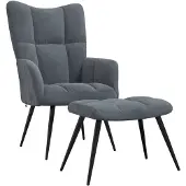 vidaXL Fauteuil relax avec pouf gris foncé velours