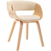 vidaXL Chaise de salle à manger Crème Bois courbé et similicuir
