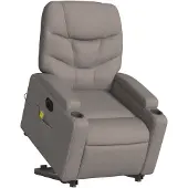 vidaXL Fauteuil de massage électrique avec releveur Taupe Tissu