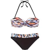 LASCANA Bikini bleu fumé / marron châtaigne / orange / noir