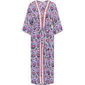IZIA Kimono crème / bleu / orange / rose