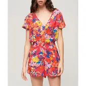 Superdry Beach Playsuit Short Sleeve Short Dress Multicolore 2XS Femme