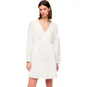 Superdry Dames Blanc Robe Courte A Manches Longues et Volants Ibiza, Taille: 36