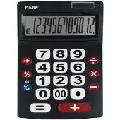 Milan 151712BL Blister Calculatrice Electronique 12 chiffres Touches grands