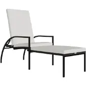 vidaXL Chaise longue avec repose-pieds en rotin PE marron