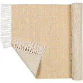 Broste Copenhagen Tapis Henny 70x140cm - gris clair / jaune