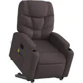 vidaXL Fauteuil de massage électrique avec releveur Tissu marron foncé
